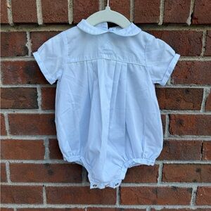 Petit Ami Hand Embroidered Blue Sailboat Boat Bubble Romper Size Newborn NB Baby